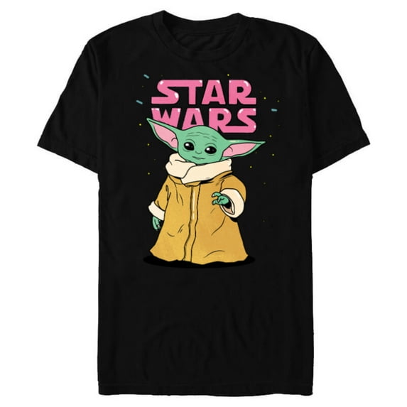 Star Wars The Mandalorian The Child Pink Bubble Letters - Short Sleeve Blended T-Shirt for Adults - Customized-Black