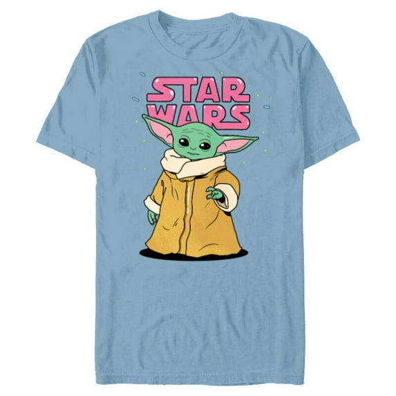 Star Wars The Mandalorian The Child Pink Bubble Letters - Short Sleeve Blended T-Shirt for Adults - Customized-Ocean Blue