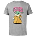 thumbnail image 1 of Star Wars The Mandalorian The Child Pink Bubble Letters - Short Sleeve Cotton T-Shirt for Adults - Customized-Athletic Heather, 1 of 5