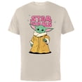 thumbnail image 1 of Star Wars The Mandalorian The Child Pink Bubble Letters - Short Sleeve Cotton T-Shirt for Adults - Customized-Natural, 1 of 5