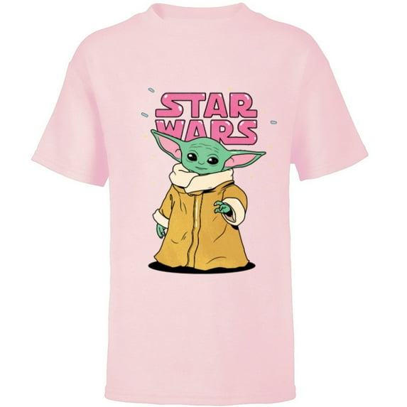 Star Wars The Mandalorian The Child Pink Bubble Letters - Short Sleeve T-Shirt for Kids - Customized-Soft Pink