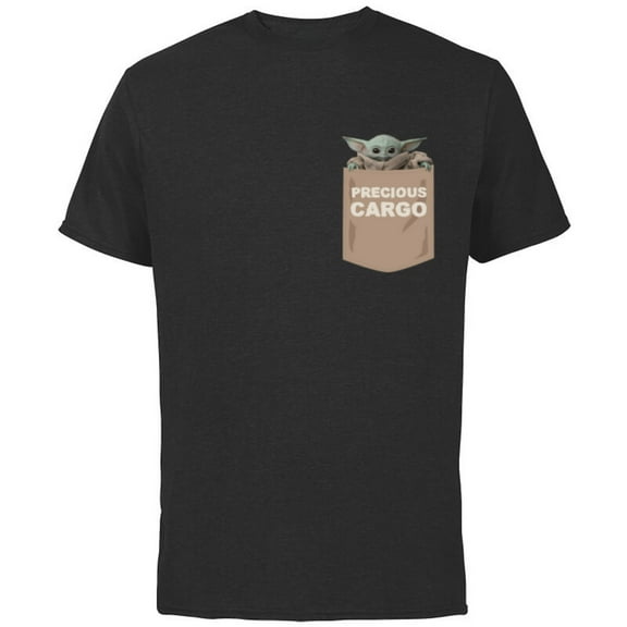 Star Wars The Mandalorian The Child Precious Cargo Pocket - Short Sleeve Cotton T-Shirt for Adults - Customized-Black