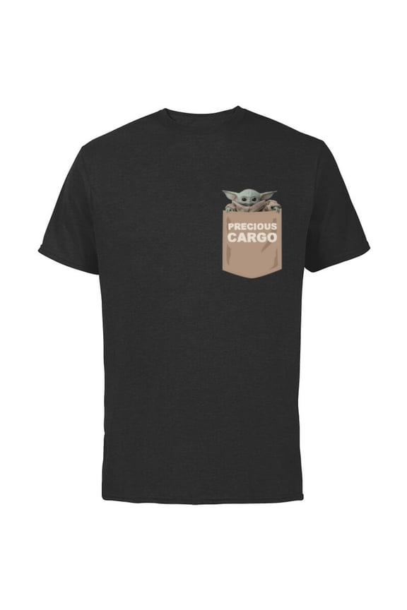 The Mandalorian The Child Precious Cargo Pocket - Short Sleeve Cotton T-Shirt for Adults - Customized-Black