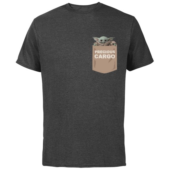 Star Wars The Mandalorian The Child Precious Cargo Pocket - Short Sleeve Cotton T-Shirt for Adults - Customized-Charcoal