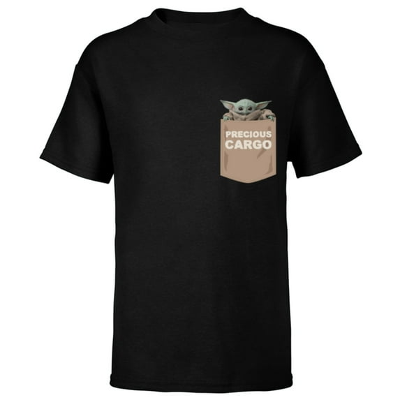 Star Wars The Mandalorian The Child Precious Cargo Pocket - Short Sleeve T-Shirt for Kids - Customized-Black