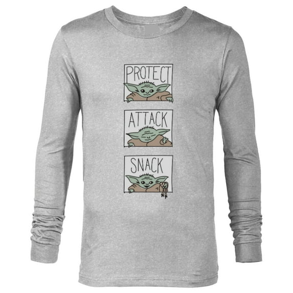 Star Wars The Mandalorian The Child Protect Attack Snack - Long Sleeve T-Shirt for Men - Customized-Athletic Heather