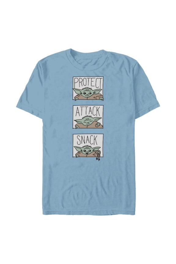 The Mandalorian The Child Protect Attack Snack - Short Sleeve Blended T-Shirt for Adults - Customized-Ocean Blue