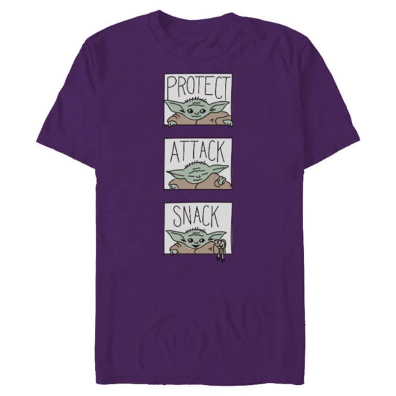 Star Wars The Mandalorian The Child Protect Attack Snack - Short Sleeve Blended T-Shirt for Adults - Customized-Purple