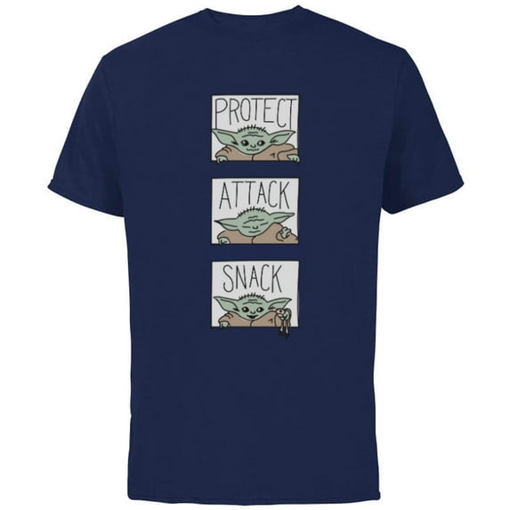 Star Wars The Mandalorian The Child Protect Attack Snack - Short Sleeve Cotton T-Shirt for Adults - Customized-Navy