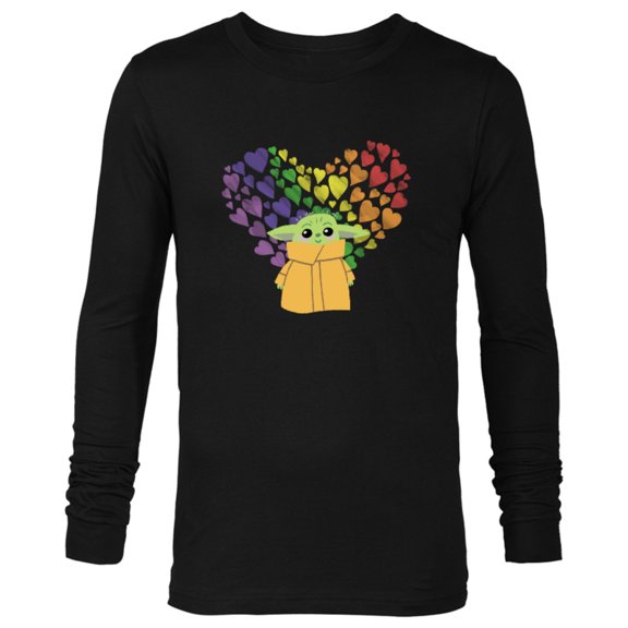 Star Wars The Mandalorian The Child Rainbow Hearts - Long Sleeve T-Shirt for Men - Customized-Black