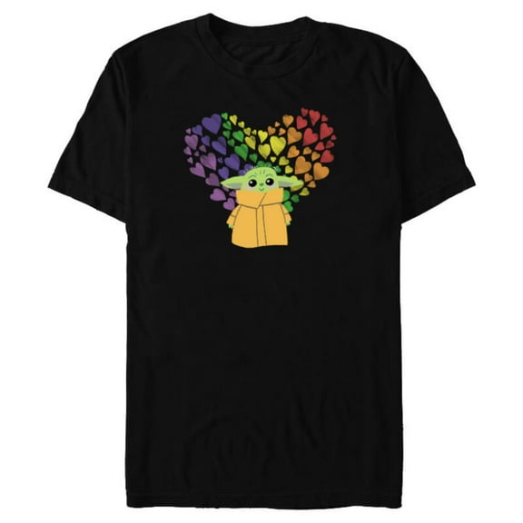Star Wars The Mandalorian The Child Rainbow Hearts - Short Sleeve Blended T-Shirt for Adults - Customized-Black