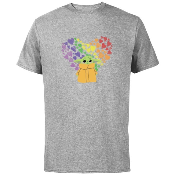 Star Wars The Mandalorian The Child Rainbow Hearts - Short Sleeve Cotton T-Shirt for Adults - Customized-Athletic Heather