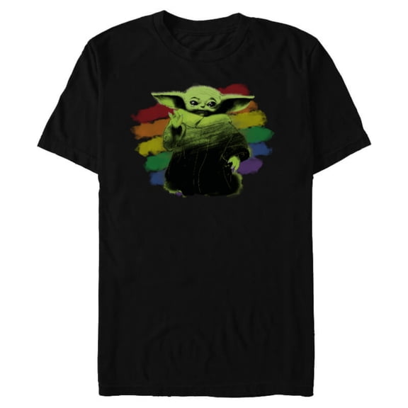 Star Wars The Mandalorian The Child Rainbow - Short Sleeve Blended T-Shirt for Adults - Customized-Black