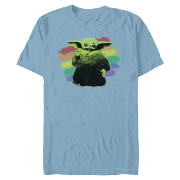 Star Wars The Mandalorian The Child Rainbow - Short Sleeve Blended T-Shirt for Adults - Customized-Ocean Blue