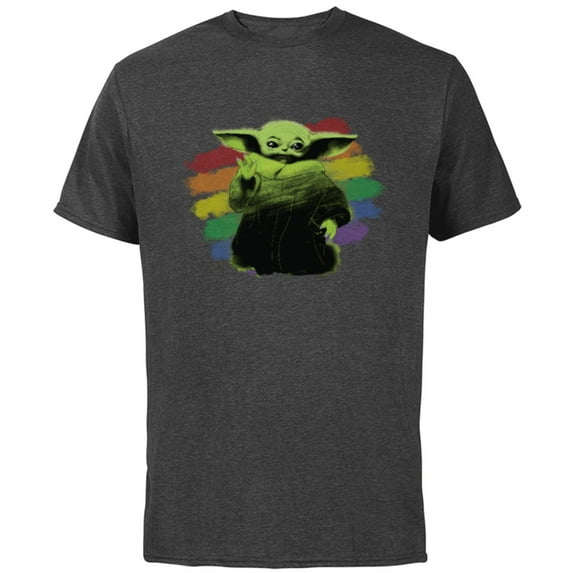 Star Wars The Mandalorian The Child Rainbow - Short Sleeve Cotton T-Shirt for Adults - Customized-Charcoal