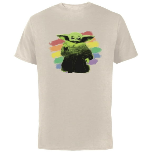 Star Wars The Mandalorian The Child Rainbow - Short Sleeve Cotton T-Shirt for Adults - Customized-Natural