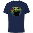 thumbnail image 1 of Star Wars The Mandalorian The Child Rainbow - Short Sleeve Cotton T-Shirt for Adults - Customized-Navy, 1 of 5