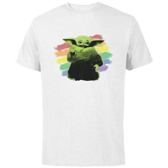Star Wars The Mandalorian The Child Rainbow - Short Sleeve Cotton T-Shirt for Adults - Customized-White