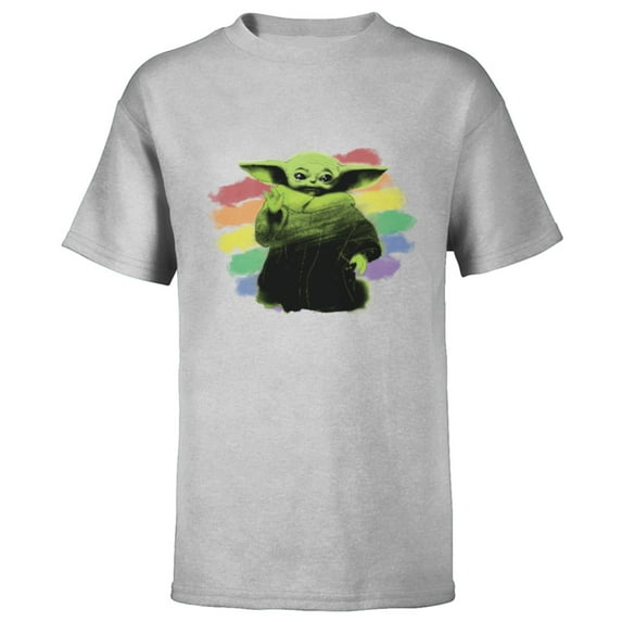 Star Wars The Mandalorian The Child Rainbow - Short Sleeve T-Shirt for Kids - Customized-Athletic Heather