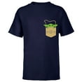 thumbnail image 1 of Star Wars The Mandalorian The Child Satchel - Short Sleeve T-Shirt for Kids - Customized-Navy, 1 of 5
