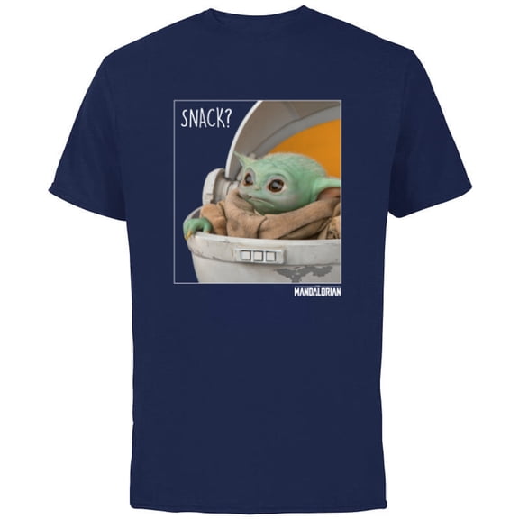 Star Wars The Mandalorian The Child Snack Time - Short Sleeve Cotton T-Shirt for Adults - Customized-Navy
