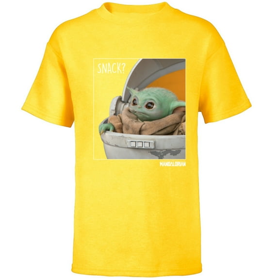 Star Wars The Mandalorian The Child Snack Time - Short Sleeve T-Shirt for Kids - Customized-Yellow