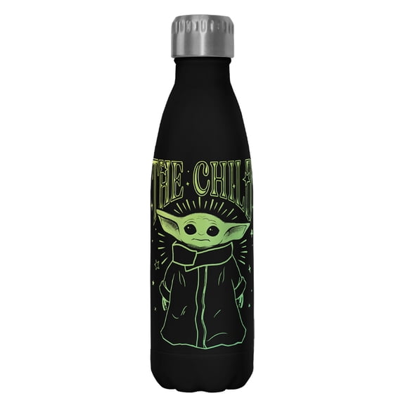 Star Wars: The Mandalorian The Child Sparkles Stainless Steel Water Bottle Black 17 oz.