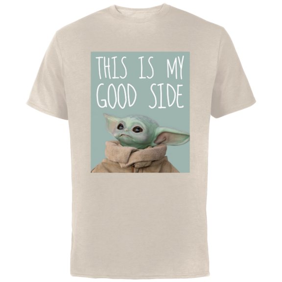 Star Wars The Mandalorian The Child This Is My Good Side - Short Sleeve Cotton T-Shirt for Adults - Customized-Natural