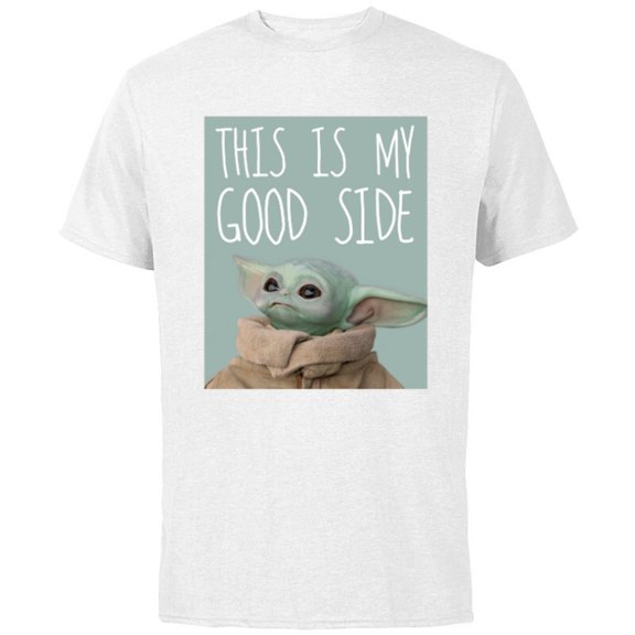 Star Wars The Mandalorian The Child This Is My Good Side - Short Sleeve Cotton T-Shirt for Adults - Customized-White