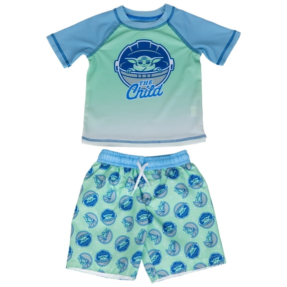 Star Wars The Mandalorian The Child Toddler Swim Trunks and Rashguard Set-Toddler 2T