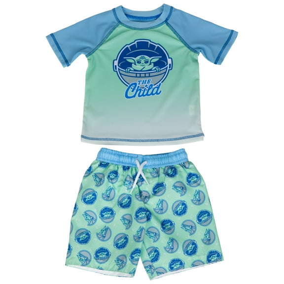 Star Wars The Mandalorian The Child Toddler Swim Trunks and Rashguard Set-Toddler 4T