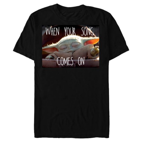 Star Wars The Mandalorian The Child When Your Song Comes On - Short Sleeve Blended T-Shirt for Adults - Customized-Black