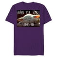 thumbnail image 1 of Star Wars The Mandalorian The Child When Your Song Comes On - Short Sleeve Blended T-Shirt for Adults - Customized-Purple, 1 of 5