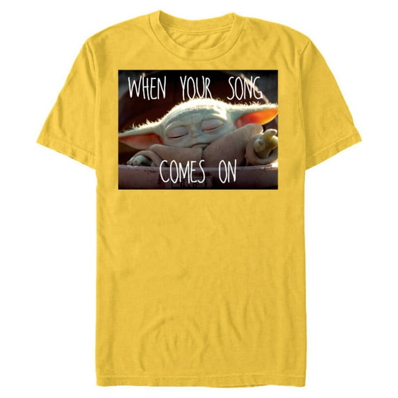 Star Wars The Mandalorian The Child When Your Song Comes On - Short Sleeve Blended T-Shirt for Adults - Customized-Yellow