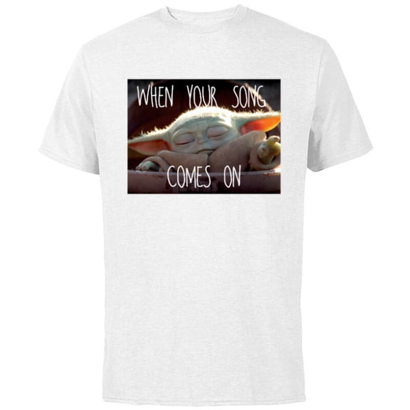 Star Wars The Mandalorian The Child When Your Song Comes On - Short Sleeve Cotton T-Shirt for Adults - Customized-White