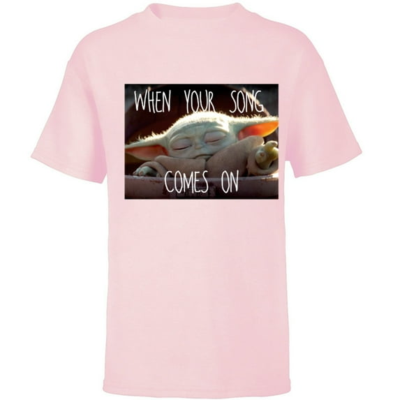 Star Wars The Mandalorian The Child When Your Song Comes On - Short Sleeve T-Shirt for Kids - Customized-Soft Pink
