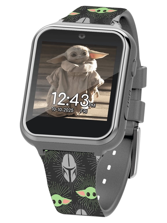The Mandalorian The Child iTime Unisex Child Interactive Smart Watch with Printed Silicone Strap and 40MM Square Case.