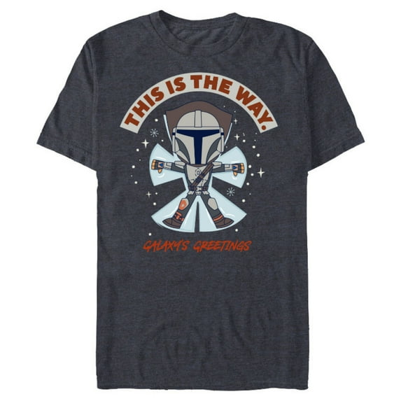 Star Wars The Mandalorian The Is The Way Galaxy’s Greetings Standard - Short Sleeve Blended T-Shirt for Adults – Customized-Navy Heather
