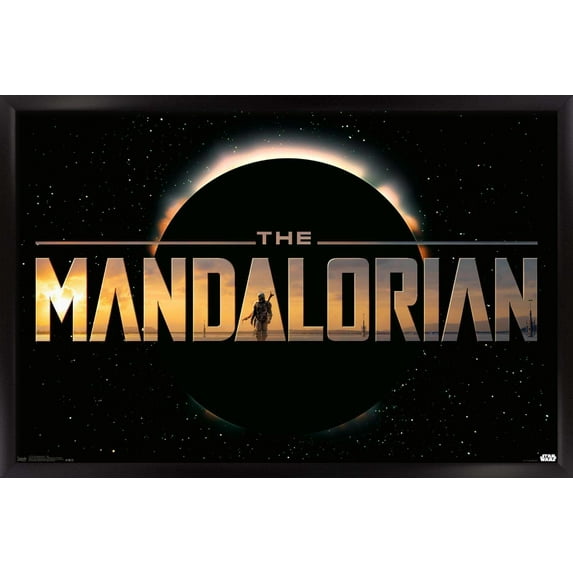 Star Wars: The Mandalorian - Title Wall Poster, 14.725" x 22.375", Framed
