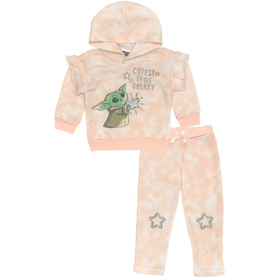 Star Wars The Mandalorian Toddler Girls' Baby Yoda Pullover Hoodie and Fleece Pants Set, Sizes 2T-4T
