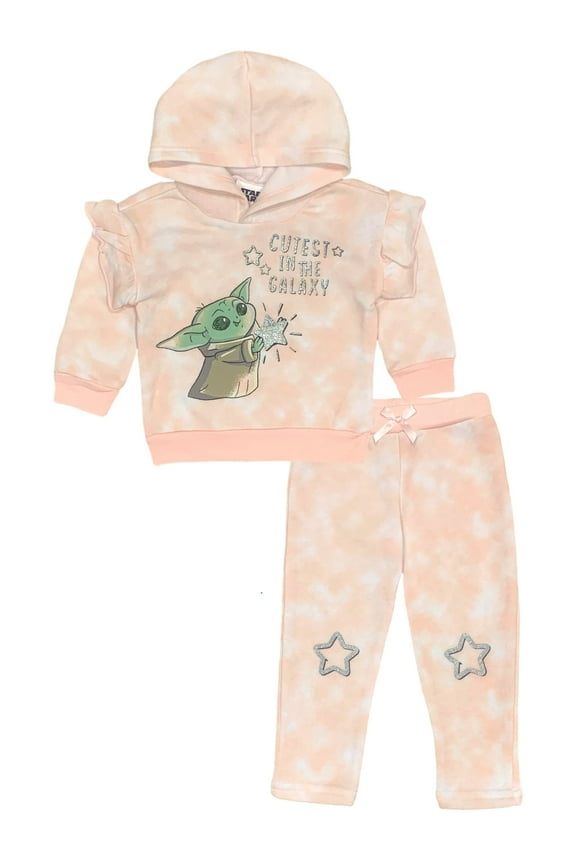 The Mandalorian Toddler Girls' Baby Yoda Pullover Hoodie and Fleece Pants Set, Sizes 2T-4T