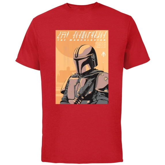 Star Wars The Mandalorian Vintage Poster - Short Sleeve Cotton T-Shirt for Adults - Customized-Red