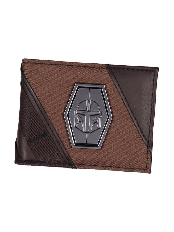 The Mandalorian Wallet Metal Helmet Badge Applique Men's Adult Bifold Wallet