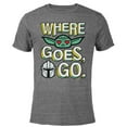 thumbnail image 1 of Star Wars The Mandalorian Where Grogu Goes Bounty Hunters Go - Short Sleeve Blended T-Shirt for Adults - Customized-Dark Heather, 1 of 5