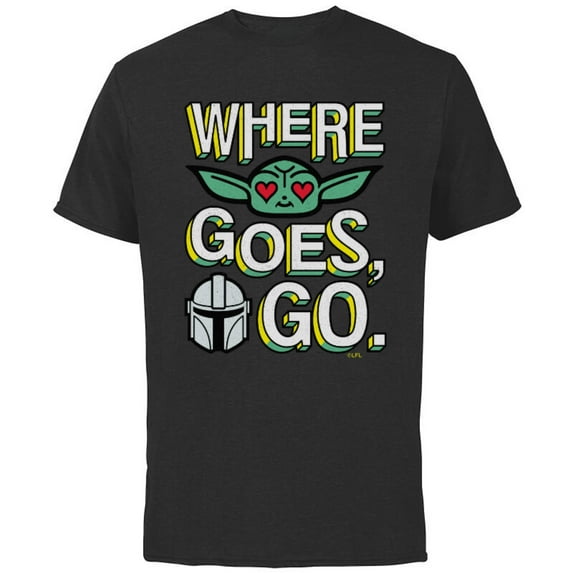 Star Wars The Mandalorian Where Grogu Goes Bounty Hunters Go - Short Sleeve Cotton T-Shirt for Adults - Customized-Black