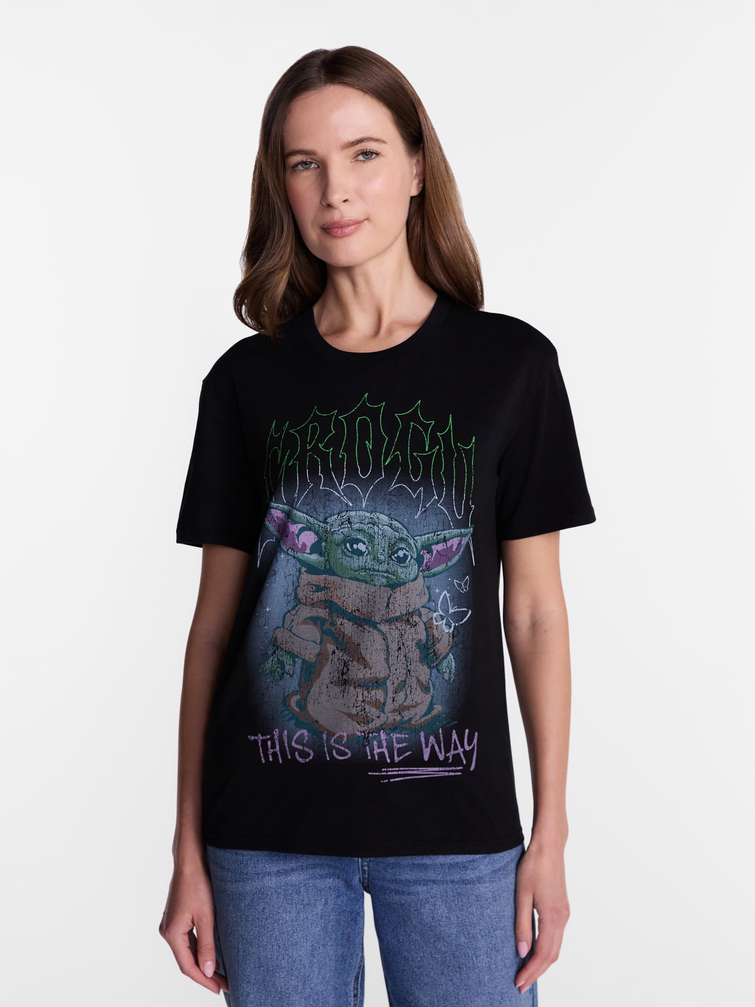 Star Wars The Mandalorian Women's Graphic Tee with Short Sleeves, Sizes XXS-XXL