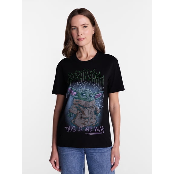 Star Wars The Mandalorian Women's Graphic Tee with Short Sleeves, Sizes XXS-XXL