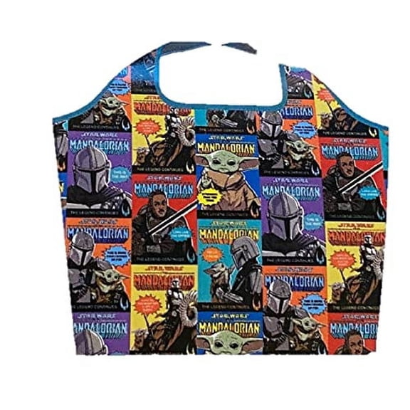 Star Wars The Mandalorian Yoda Reusable Bag - Holds up to 4 Bags Grceries (Multi Mandalorian)