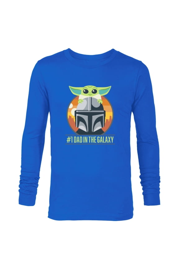 The Mandalorian and Grogu #1 Dad in the Galaxy - Long Sleeve T-Shirt for Men - Customized-Navy