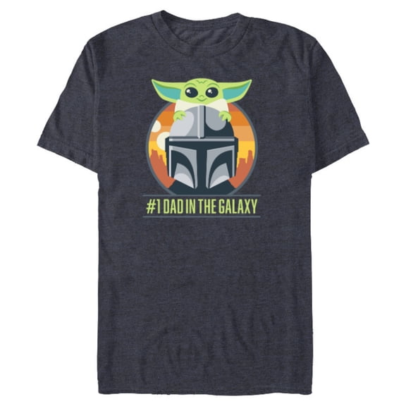 Star Wars The Mandalorian and Grogu #1 Dad in the Galaxy - Short Sleeve Blended T-Shirt for Adults - Customized-Navy Heather